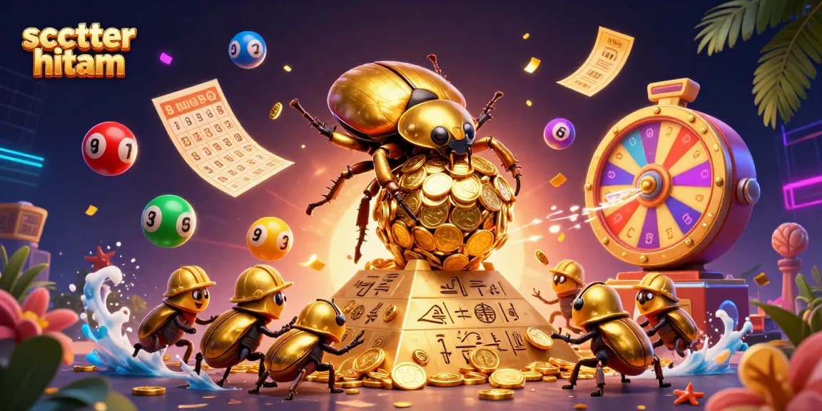 Spin the reels with scatter hitam symbols in this rich 3D casino scene.