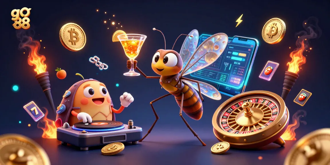 Engage with go 88 in an immersive casino environment featuring unique characters and vibrant gaming elements.