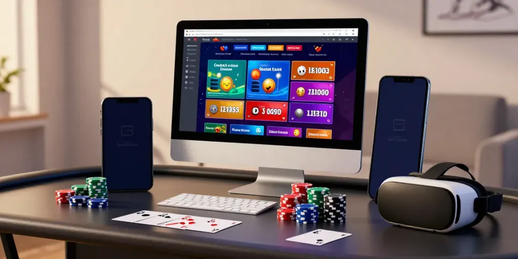 Engaging view of a credit card casino interface on a computer, showcasing vibrant games and secure payment options.