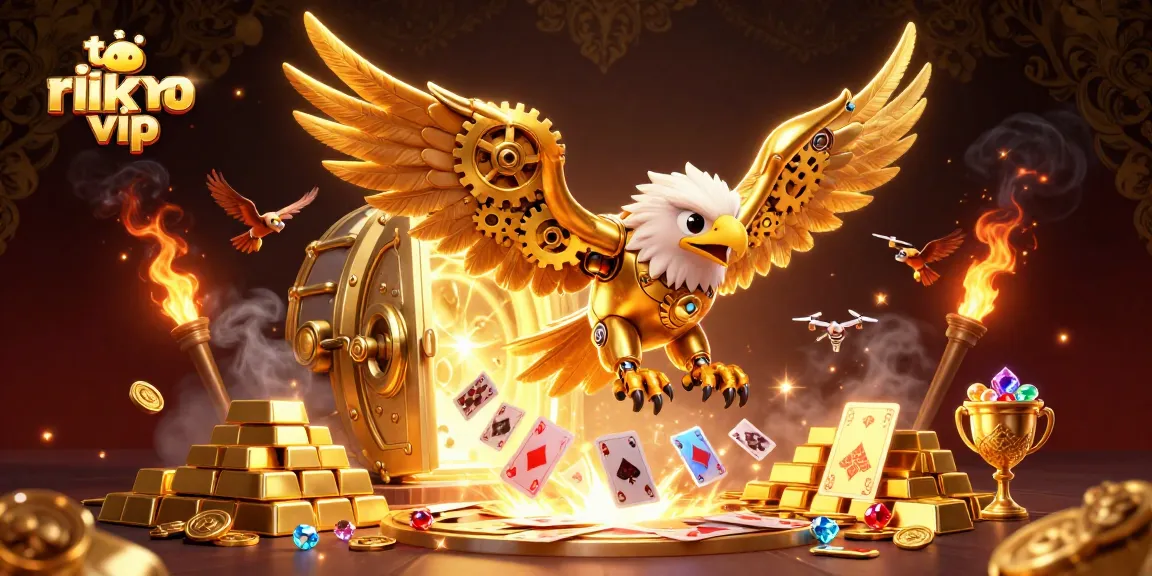 Experience excitement with tải rik vip in a vibrant 3D illustration of golden casino treasures.