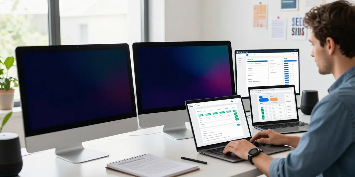 SEO specialist optimizing instant indexing in a modern digital marketing workspace with multiple screens.