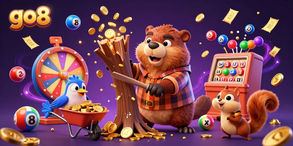 Catch gold coins raining down while playing at go8, featuring lively casino characters in a vibrant 3D scene.