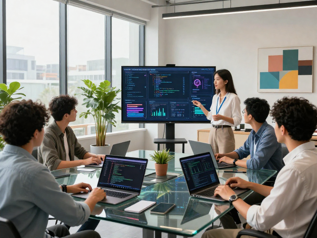 Creative collaboration in a modern tech office exploring spicy ai developments with diverse professionals.