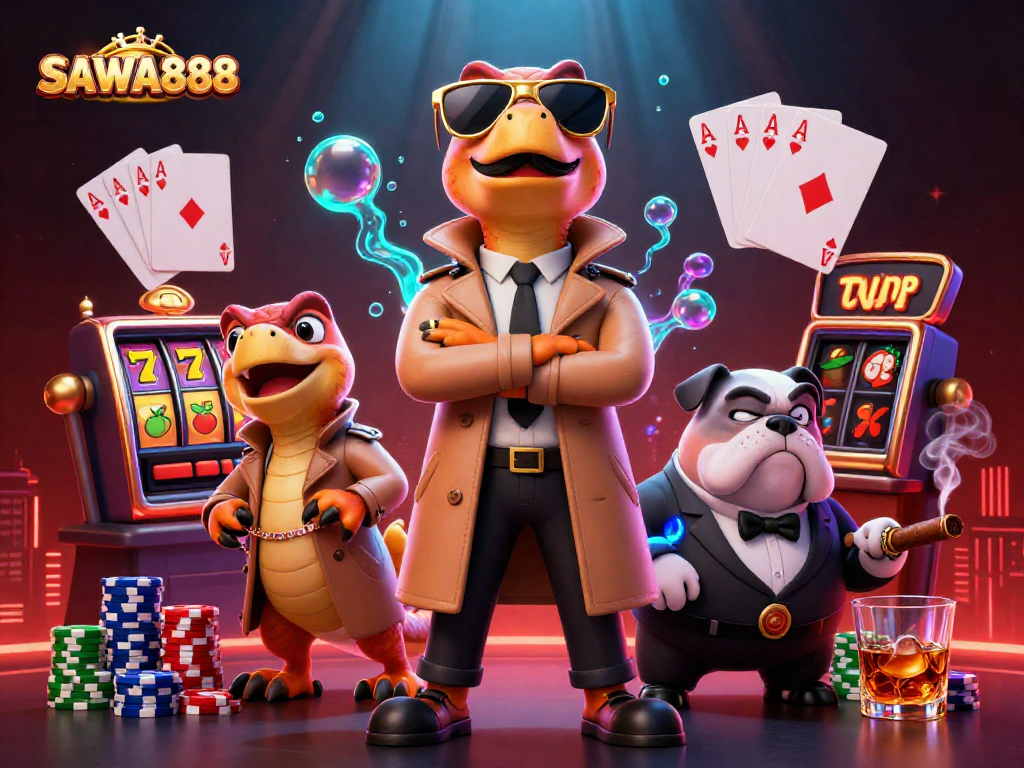 Engage with SAWA888's intriguing slot adventures featuring raptors in disguise in a casino.