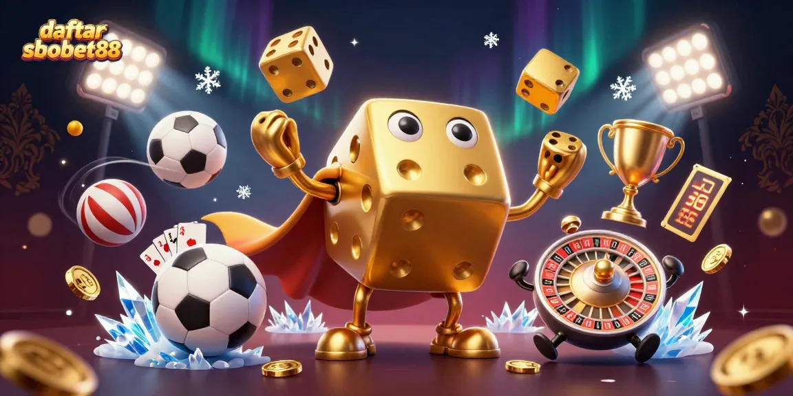 Engage in thrilling bets at daftar sbobet88 with vibrant sports elements and animated casino characters.