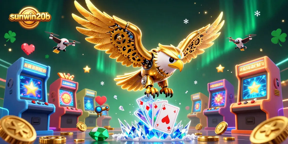 Engage with the stunning sunwin20b casino experience featuring a golden eagle soaring through vibrant gameplay elements.